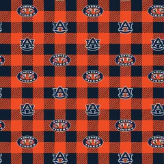 Sykel Enterprises-Auburn University Fleece Fabric-Auburn Tigers Buffalo Plaid Fleece Blanket Fabric-Sold by the yard