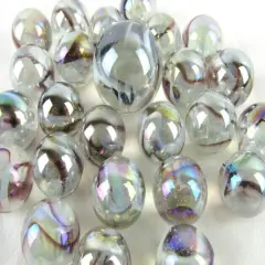 25 Glass Marbles POLAR BEAR Translucent Brown/White Game Pack Shooter Swirl