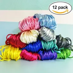 2 mm Satin Nylon Cord for Jewelry Making Mexican Bracelets String Nylon Cord for Bracelet 12 Colors 252 Yards for Lanyard,Beading,Macrame,Craft Cord,Chinese Knotting Friendship Bracelet Cording