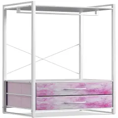 Sorbus Clothing Rack with Drawers - Clothes Stand Dresser - Wood Top, Steel Frame, & Fabric Drawers - Tall Closet Storage Organizer - Garment Rack for Hanging Shirts, Dresses, & Jackets Tie dye pink