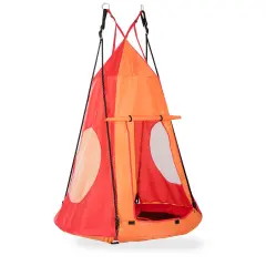 2-in-1 40 Inch Kids Hanging Chair Detachable Swing Tent Set Orange