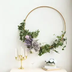 Metal Round Hoop for Hanging Wreath Ring in Wedding Party Decorations Gold