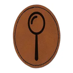 Magnifying Glass Round Iron-On Engraved Faux Leather Patch Applique - 2.5" Brown