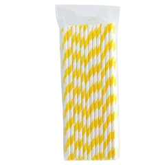 Kitcheniva Biodegradable Paper Straws Pattern Color 100 to 200 Pcs Yellow stripe