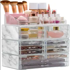 Sorbus X-Large Acrylic Makeup and Jewelry Organizer Case - 4 Piece Set (12 Drawers)