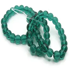 54 6mm Green Smooth Round Glass Beads