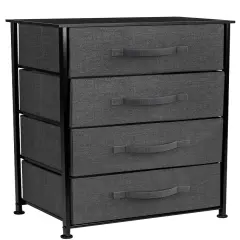 Sorbus Dresser with 4 Drawers - Bedside Furniture & Night Stand End Table Dresser with Steel Frame, Wood Top, Easy Pull Fabric Bins for Home, Bedroom Accessories, Office & Dorm Black