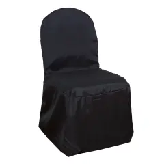 Set of 12 Polyester Banquet Chair Covers for Wedding Decor Black