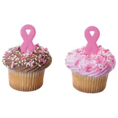 Breast Cancer Awareness Pink Ribbon&reg; DecoPics&reg; Cupcake Decoration, 12ct