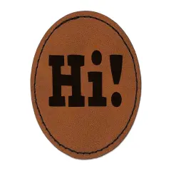 Hi Text Round Iron-On Engraved Faux Leather Patch Applique - 2.5" Brown