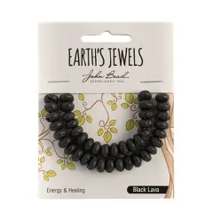 Earth&rsquo;s Jewels Semi-Precious Rondelle Black Lava Natural