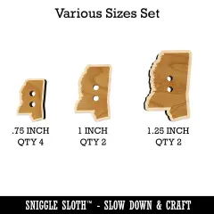 Mississippi State Silhouette Wood Buttons for Sewing Knitting Crochet DIY Craft