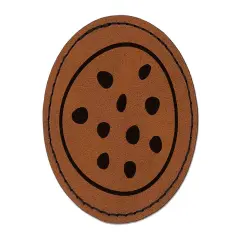 Chocolate Chip Cookie Round Iron-On Engraved Faux Leather Patch Applique - 2.5" Brown