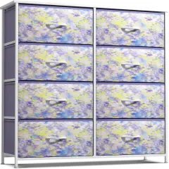 Sorbus Extra Wide Dresser Organizer With 8 Drawers - Large Storage Furniture for Bedroom, Hallway, Living Room, Nursery & Closet Tiedye purple/yellow