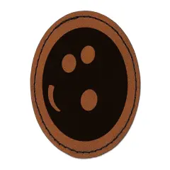 Bowling Ball Round Iron-On Engraved Faux Leather Patch Applique - 2.5" Brown