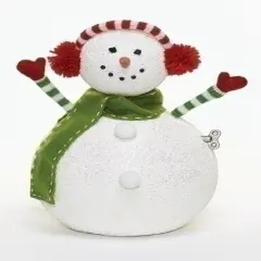 Roman 12" White Animated and Musical Snowman with Earmuffs Christmas Figurine