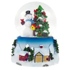 Northlight 4.75" Snowman with Cardinals Musical Christmas Tree Snow Globe White