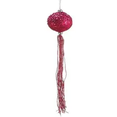 Allstate Glittered Fuchsia Pink Christmas Ball Ornament with Tassels 12" (304mm)