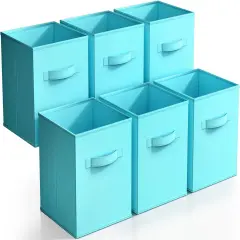 Sorbus Fabric Collapsible Cube Storage Bins Set (6 Pack) Aqua