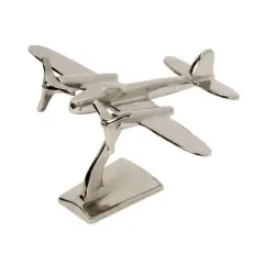 CC Home Furnishings Distinctive Silver Finish Turboprop Airplace Statue 9"