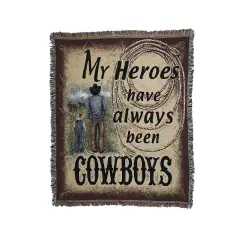 CC Home Furnishings Black and Brown Cowboy Tapestry Throw Blanket 50" x 60"