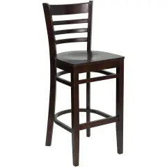 Emma and Oliver Ladder Back Wooden Restaurant Dining Barstool WalnutWood