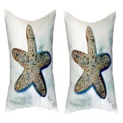 Pair of Betsy Drake Betsy&rsquo;s Starfish No Cord Pillows 18 Inch X 18 Inch