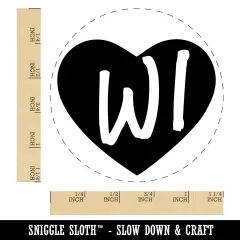 WI Wisconsin State in Heart Rubber Stamp for Stamping Crafting Planners
