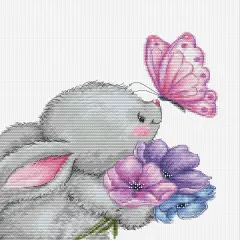 Rabbit and Butterfly B1235l Counted Cross-Stitch Kit