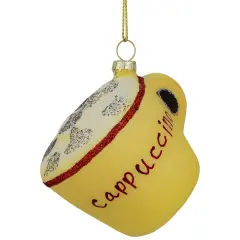 Northlight 4" Glittered Cappucino Glass Christmas Ornament Yellow