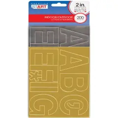 Creative Start Vinyl Self-Adhesive Metallic Letters and Numbers, 2", Helvetica Font, Gold and Silver Foil, 200 count