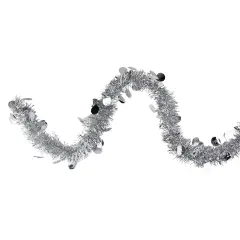 Northlight Tinsel and Polka Dot Commercial Christmas Garland - 50' x 2.5" - Silver - Unlit