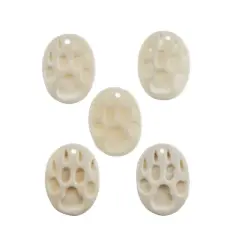John Bead 1.25" Paw Natural Bone Pendants White