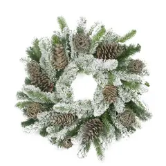 Allstate Flocked Pine Cone and Twig Ball Artificial Christmas Wreath - 24" - Unlit Brown