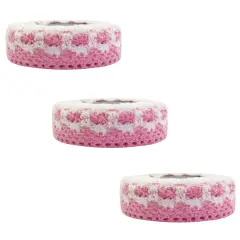 Wrapables Colorful Decorative Adhesive Lace Tape (Set of 3) Pink