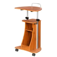 Techni Office Solutions 46" Brown Durable Rolling Adjustable Laptop Cart