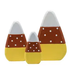 Ornativity Candy Corn Home Decorations - Rustic Wooden Painted Fall Shelf Sitters Farmhouse Mantel Shelves and Tabletop Ornament Decor - Set of 3 Pieces