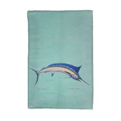 Betsy Drake Blue Marlin on Teal Kitchen Towel