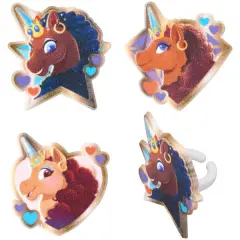 Afro Unicorn Magic Within Cupcake Rings, 12ct