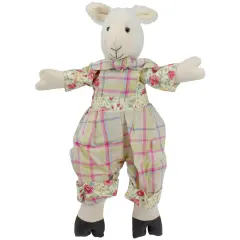 Gallerie II 11" Cream, Pink and Green "Liam" the Lamb Boy Sitting Spring Figure Multi