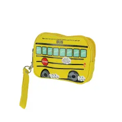 Bright Yellow Canvas School Bus Wristlet Clutch Purse