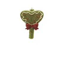 Northlight 5.75" Glittered Green and Red Shatterproof Christmas Heart Lollipop Ornament