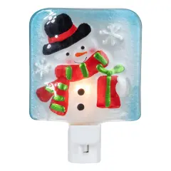 Northlight Snowman in Top Hat Glass Christmas Night Light - 4.75" Blue