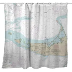 Betsy Drake Nantucket Island, MA Nautical Map Shower Curtain