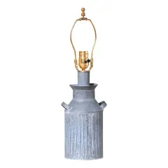 Irvins Country Tinware Milk Jug Lamp Base in Weathered Zinc Grey