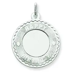 Sterling Silver Happy Birthday Disc Charm Engraveable Jewerly 25mm x 20mm