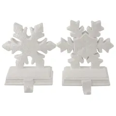 Northlight Glittered Snowflake Christmas Stocking Holder - 6.5&rdquo; - White - Set of 2