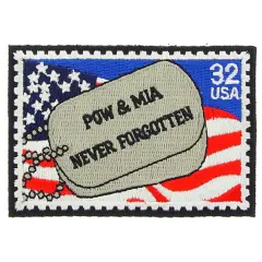 POW MIA Dog Tags & American Flag Stamp Patch 3"