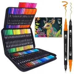 72 Colors Dual Brush Marker Pens, Art Markers Set with Fine Tip and Brush Tip for Kids Adult Coloring Book Bullet Journaling Note Taking Planner Hand Lettering Calligraphy Drawing Art Supplies Kit