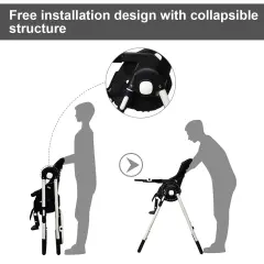 Foldable High chair with Multiple Adjustable Backrest Black